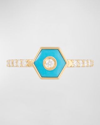 Baia Sommersa 18K Yellow Gold Diamond and Turquoise Ring