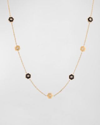 Baia Sommersa 18K Yellow Gold Long Necklace with White Diamonds and Onyx