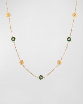 Baia Sommersa 18K Yellow Gold Malachite Necklace with Diamonds
