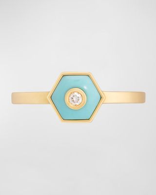 Baia Sommersa 18K Yellow Gold Ring with Turquoise and Diamonds