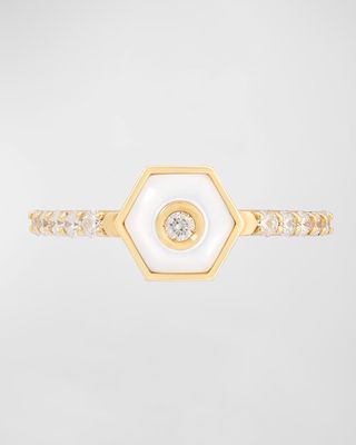 Baia Sommersa 18K Yellow Gold Ring with White Diamonds and Mother-of-Pearl