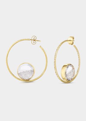 Baile Pave Hoop Earrings with White Diamond Shakers in 18k Gold