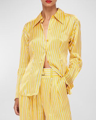 Bailey Striped Button-Down Silk Shirt