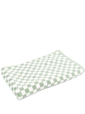 BAINA checkerboard-print organic cotton towel - Green