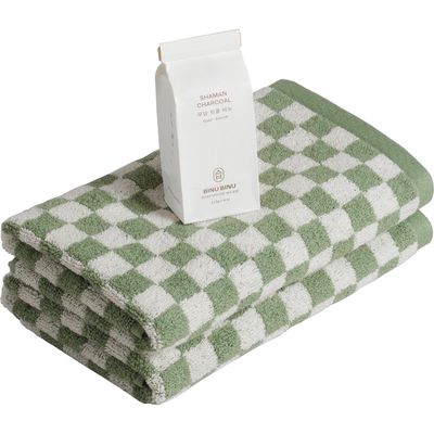 BAINA Hand Towels & Soap Gift Set in Sage And Chalk 