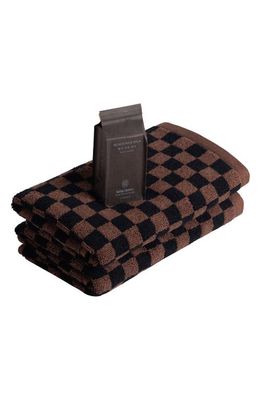 BAINA Hand Towels & Soap Set in Tabac And Noir