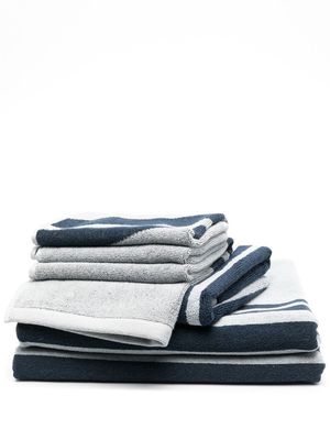 BAINA stripe-print organic cotton towel set - Blue