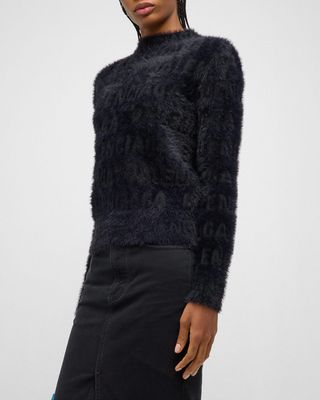 Bal Horizontal Allover Furry Fitted Sweater