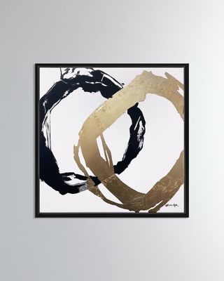 'Balanced Rings Abstract' Hand-Embellished Giclee