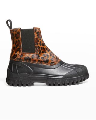 Balbi Leopard-Print Fur Chelsea Boots