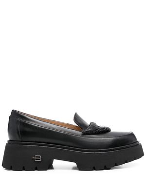 Baldinini crystal-detail block-heel loafers - Black
