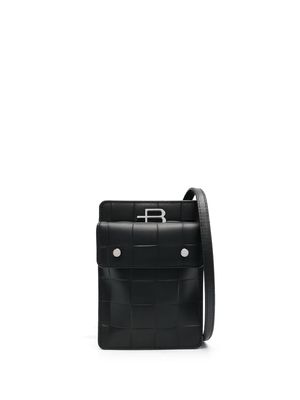 Baldinini embossed-check mini messenger bag - Black