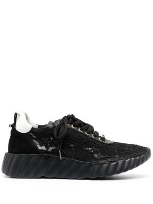 Baldinini floral-lace detailing leather sneakers - Black