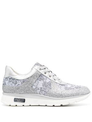 Baldinini floral-lace detailing low-top sneakers - Grey