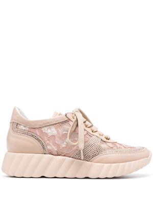 Baldinini floral-lace detailing low-top sneakers - Pink