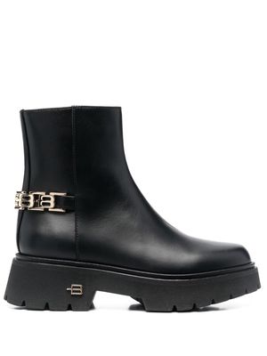 Baldinini logo chain-embellished ankle boots - Black