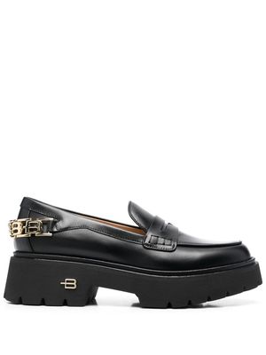 Baldinini logo chain-embellished loafers - Black
