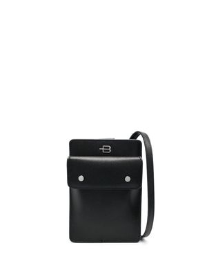 Baldinini logo-plaque leather messenger bag - Black