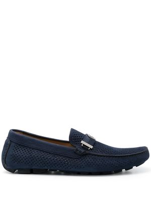 Baldinini perforated logo-plaque detail loafers - Blue