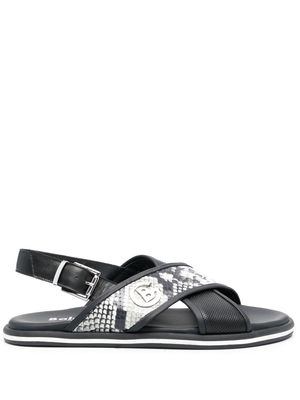 Baldinini snakeskin-print crossover-strap sandals - Black