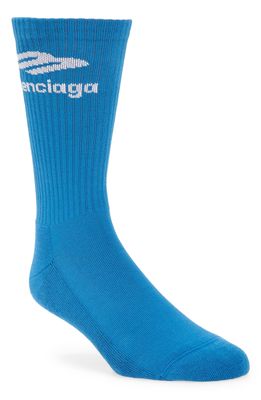 Balenciaga 3B Sports Icon Cotton Blend Logo Socks in Royal/White