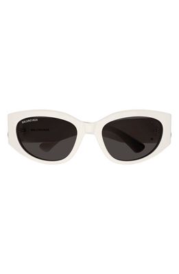 Balenciaga 55mm Round Sunglasses in White