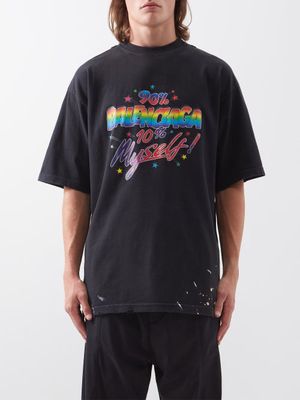 Balenciaga - 90/10-print Cotton-jersey T-shirt - Mens - Black