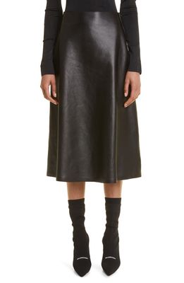 Balenciaga A-Line Lambskin Leather Skirt in Black