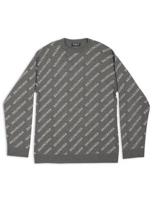 Balenciaga all-over logo cashmere sweater - Grey