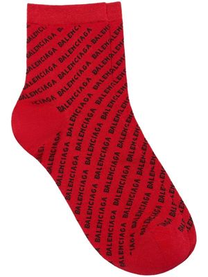 Balenciaga all-over logo socks - Red