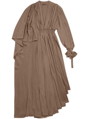 Balenciaga asymmetric draped maxi dress - Brown