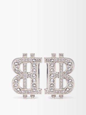Balenciaga - B-coin Crystal-embellished Earrings - Womens - Silver
