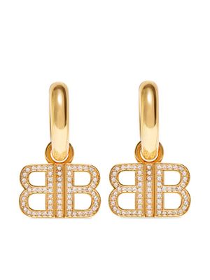 Balenciaga BB 2.0 crystal-embellished hoop earrings - Gold