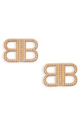 Balenciaga BB 2.0 Earrings in Gold/Crystal