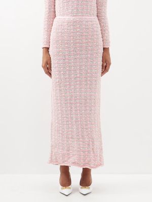 Balenciaga - Bb-button Cotton-blend Tweed Maxi Skirt - Womens - Pink