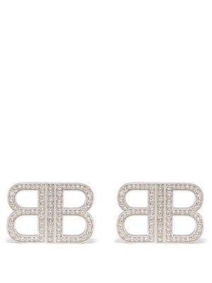 Balenciaga - Bb-crystal Stud Earrings - Womens - Silver