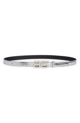 Balenciaga BB Hourglass Logo Buckle Leather Belt in Silver