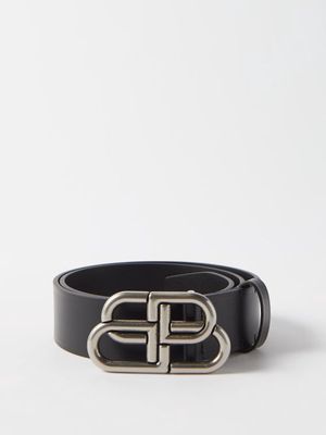 Balenciaga - Bb Leather Belt - Mens - Black