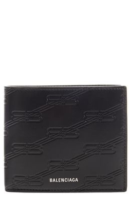 Balenciaga BB License Logo Leather Bifold Wallet in Black