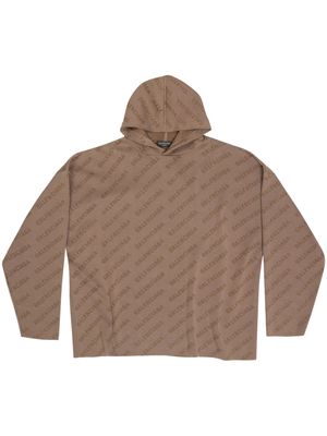 Balenciaga BB logo-intarsia hoodie - Brown