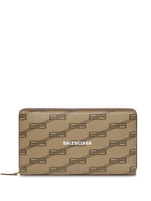 BALENCIAGA BB monogram coated canvas wallet - Brown