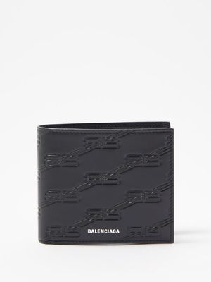 Balenciaga - Bb-monogram Leather Bi-fold Wallet - Mens - Black