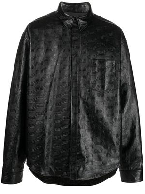 Balenciaga BB-monogram leather shirt jacket - Black