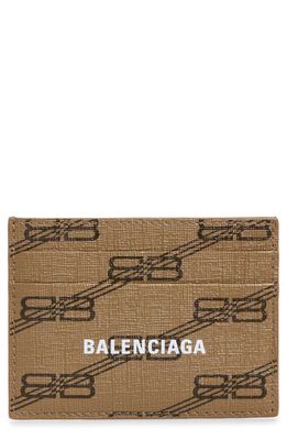 Balenciaga BB Monogram Print Coated Canvas Card Case in Beige/Brown