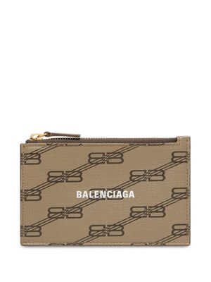 Balenciaga BB-monogram zip cardholder - Brown