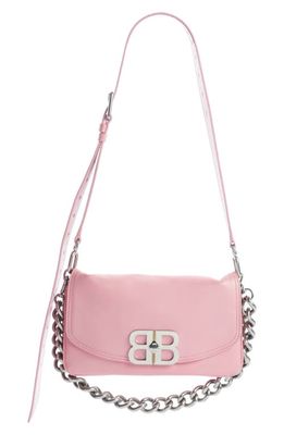 Balenciaga BB Soft Flap Leather Shoulder Bag in Sweet Pink