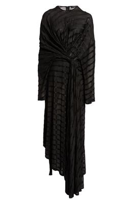 Balenciaga BB Tie Front Long Sleeve Dress in Black