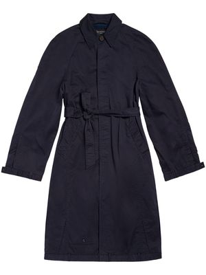 Balenciaga belted cotton long coat - Black