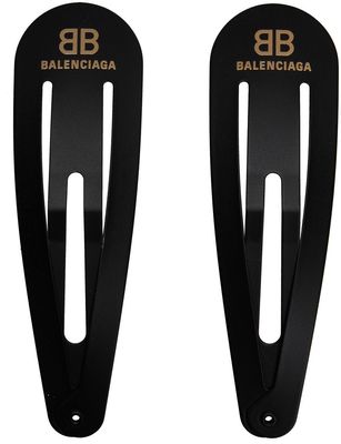 Balenciaga Black Logo Hair Clip Set