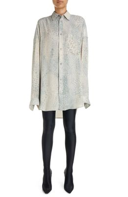 Balenciaga Bleached Leopard Print Cocoon Shirt in Beige